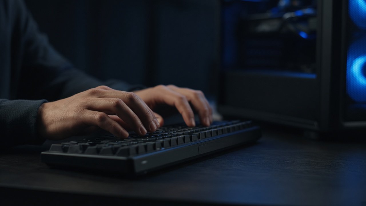 Игрок настраивает конфиг кс 2 за клавиатурой
