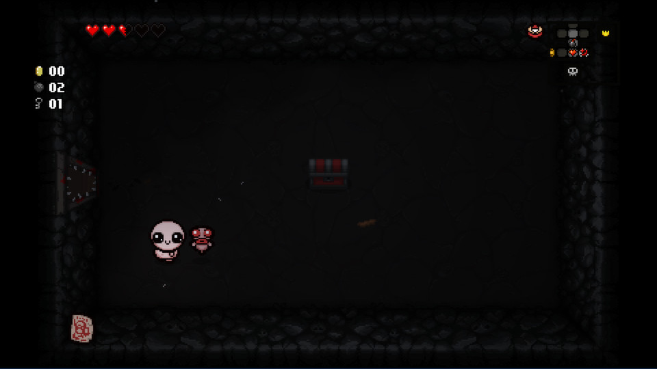 The Binding of Isaac: Rebirth, Исаак находит сундук в комнате подземелья