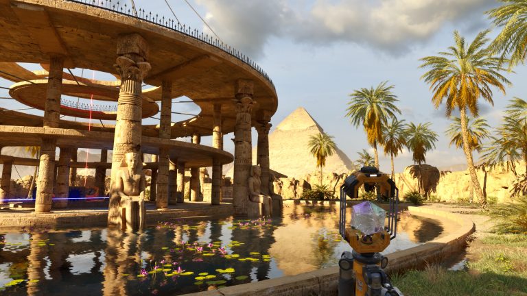 The Talos Principle: Reawakened, египетская локация с пирамидой и пальмами