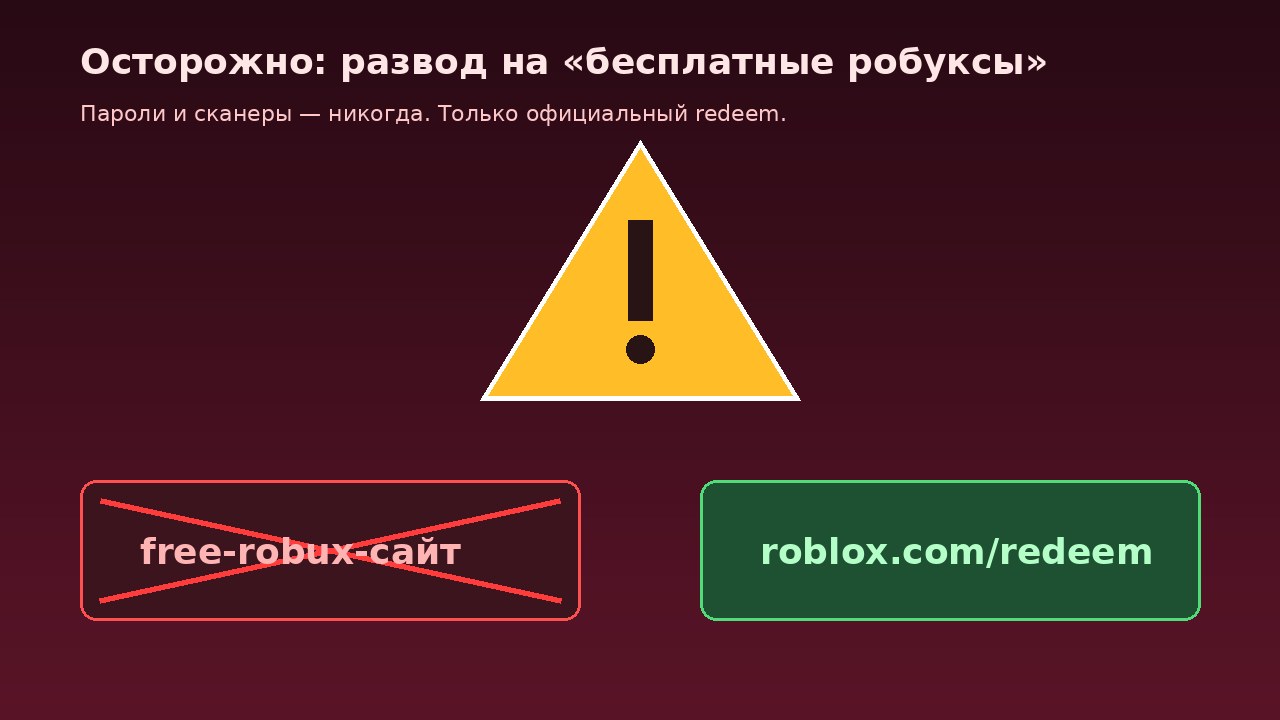 Предупреждение: сайты с бесплатными робуксами - это мошенничество