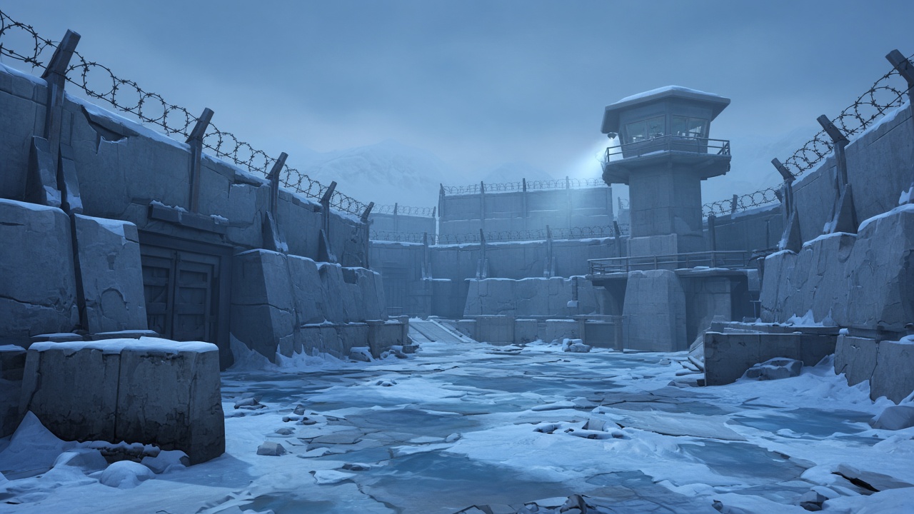 Северная тюрьма со снегом, карта Prison в Standoff 2
