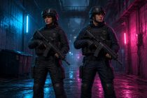 Тактические оперативники на неоновой карте Standoff 2